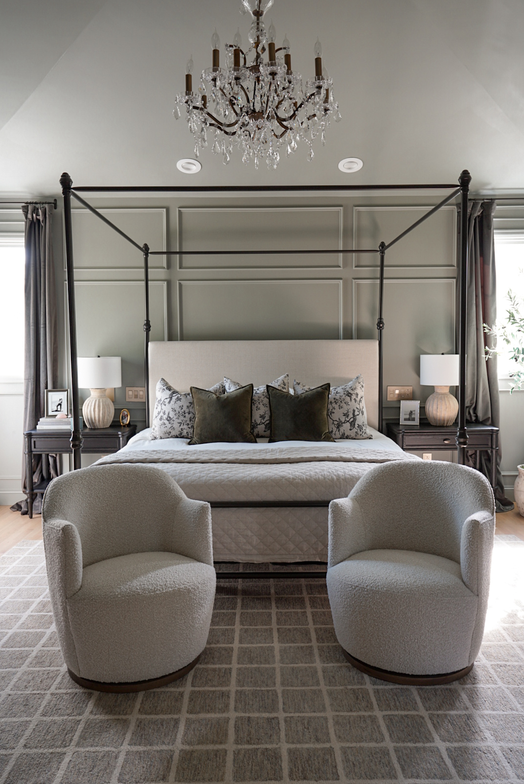 Castle Pines primary suite with layered neutral textures by Halcyon Haus